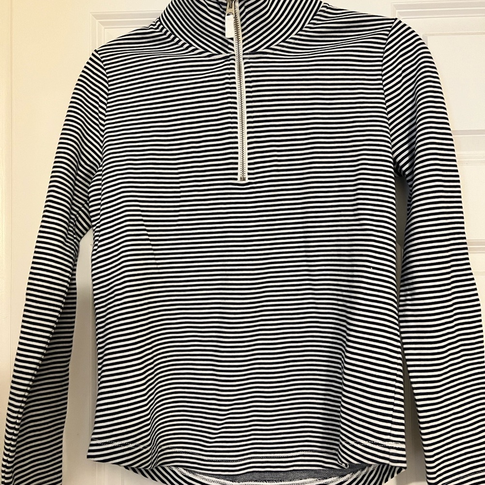 Navy and White Striped Half-Zip Pullover